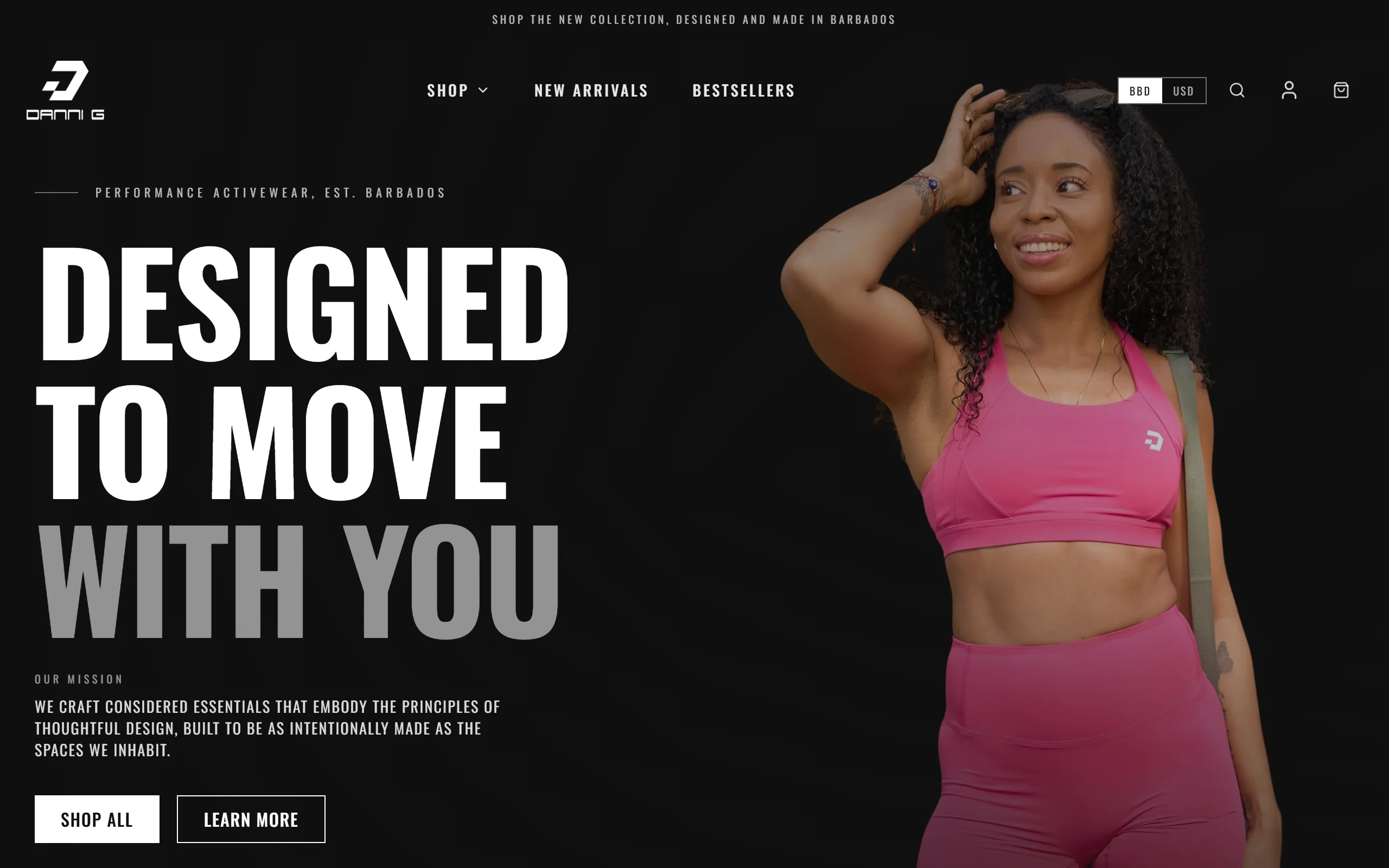 Danni G Active, the home page